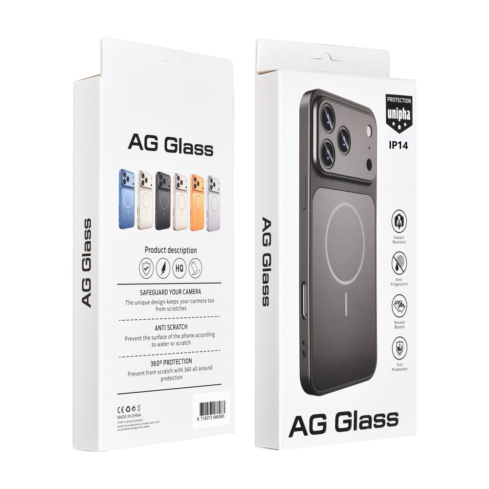 AG Matte Glass AG Matte Glass iPhone 14 & 13 Backcover hoesje - Magsafe full protection cover - Zwart