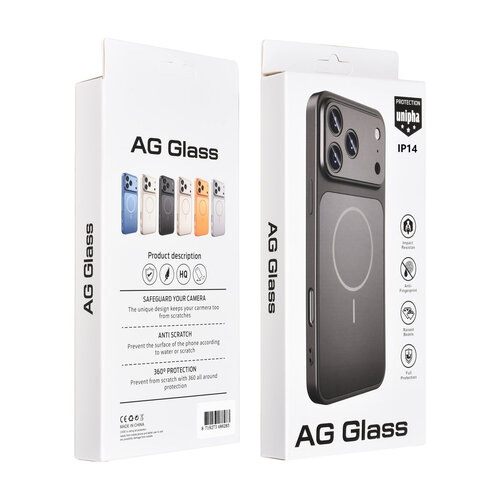 AG Matte Glass iPhone 14 & 13 Back cover case - Magsafe full protection cover - Black