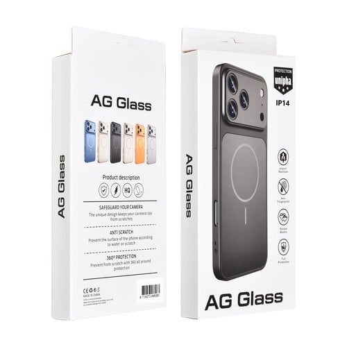 AG Matte Glass iPhone 14 & 13 Back cover coque - Magsafe full protection cover - Noir