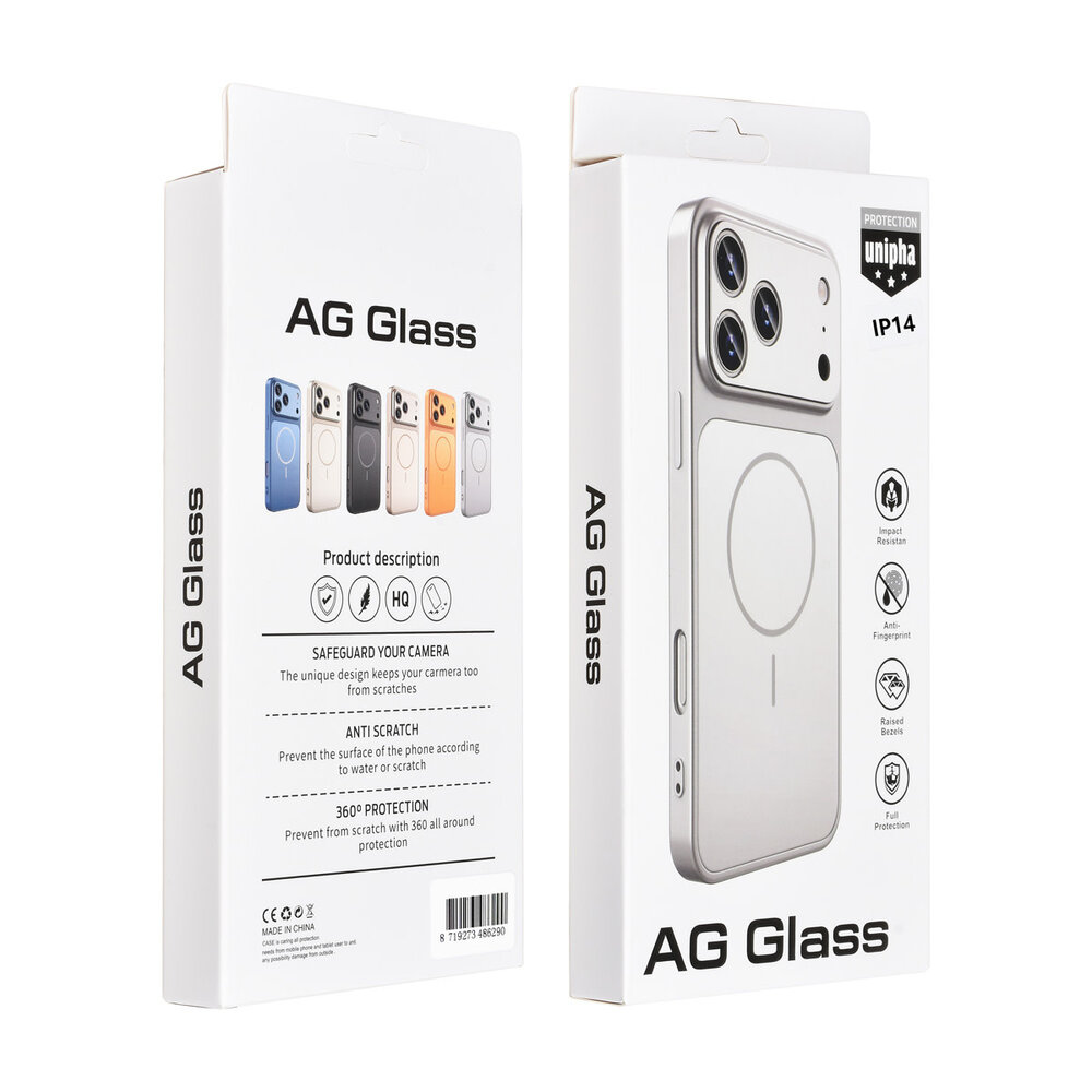 AG Matte Glass AG Matte Glass iPhone 14 & 13 Backcover hoesje - Magsafe full protection cover - Zilver AG Matte Glass AG Matte Glass iPhone 14 & 13 Backcover hoesje - Magsafe full protection cover - Zilver