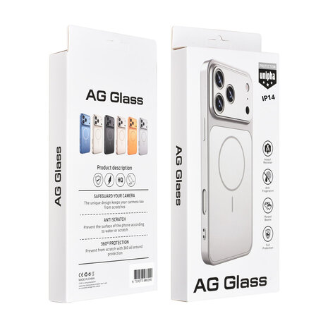 AG Matte Glass AG Matte Glass iPhone 14 & 13 Back cover coque - Magsafe full protection cover - Argent AG Matte Glass AG Matte Glass iPhone 14 & 13 Back cover coque - Magsafe full protection cover - Argent