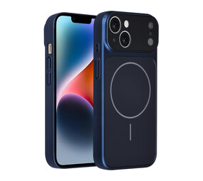 AG Matte Glass AG Matte Glass iPhone 14 & 13 Back cover coque - Magsafe full protection cover - Bleu