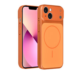 AG Matte Glass AG Matte Glass iPhone 13 & 14 Backcover hoesje - Magsafe full protection cover - Oranje