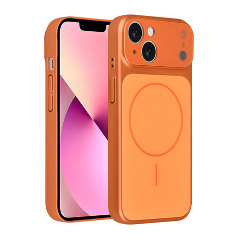 AG Matte Glass AG Matte Glass iPhone 13 & 14 Back cover coque - Magsafe full protection cover - Orange AG Matte Glass AG Matte Glass iPhone 13 & 14 Back cover coque - Magsafe full protection cover - Orange