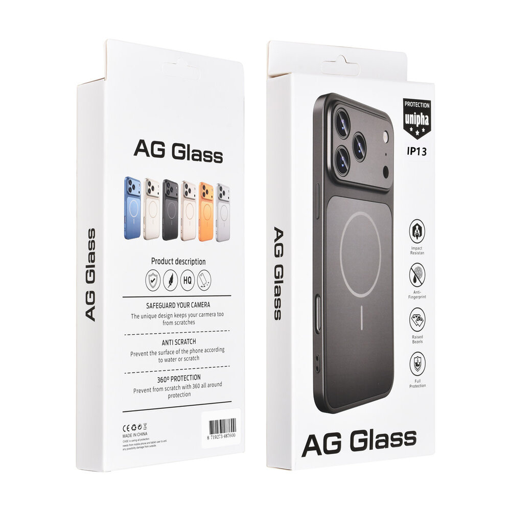 AG Matte Glass AG Matte Glass iPhone 13 & 14 Back cover coque - Magsafe full protection cover - Noir AG Matte Glass AG Matte Glass iPhone 13 & 14 Back cover coque - Magsafe full protection cover - Noir