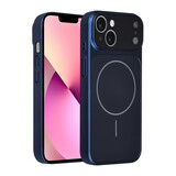 AG Matte Glass AG Matte Glass iPhone 13 & 14 Back cover coque - Magsafe full protection cover - Bleu