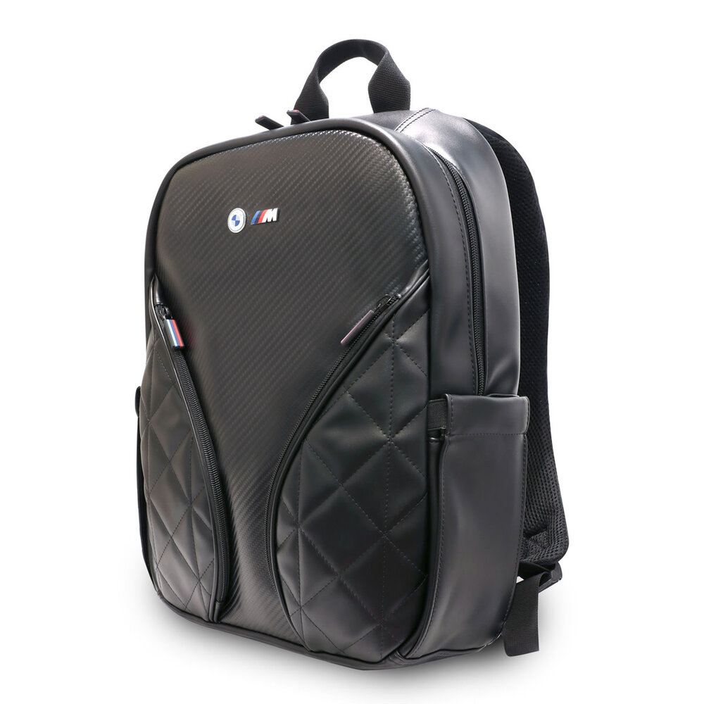 BMW BMW M Backpack - PU Carbon Pockets & Metal Logo - 15 Inch - Black BMW BMW M Backpack - PU Carbon Pockets & Metal Logo - 15 Inch - Black