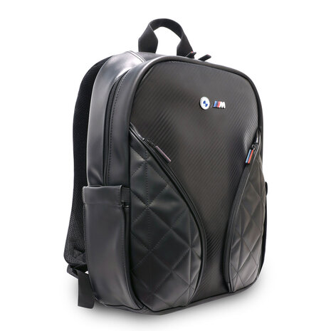 BMW BMW M Rugtas - PU Carbon Vakken & Metalen Logo - 15 Inch - Zwart BMW BMW M Rugtas - PU Carbon Vakken & Metalen Logo - 15 Inch - Zwart