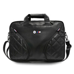 Sac pour Ordinateur Portable BMW M - Poches en PU Carbone & Logo Métallique - 15 Inch - Noir