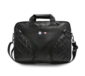 BMW Sac pour Ordinateur Portable BMW M - Poches en PU Carbone & Logo Métallique - 15 Inch - Noir