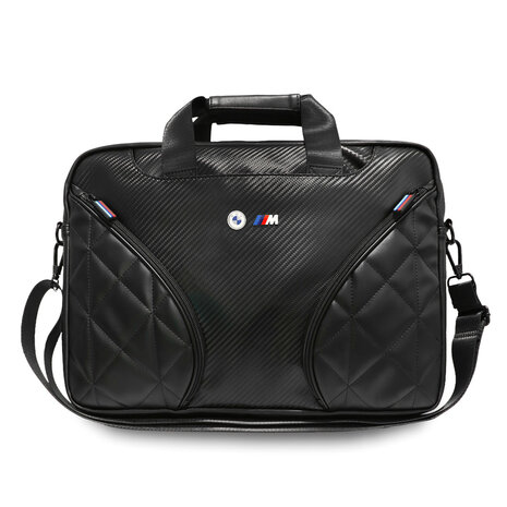 BMW BMW M Laptop Bag - PU Carbon Pockets & Metal Logo - 15 Inch - Black BMW BMW M Laptop Bag - PU Carbon Pockets & Metal Logo - 15 Inch - Black