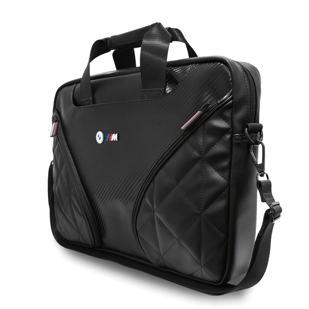 BMW BMW M Laptop Bag - PU Carbon Pockets & Metal Logo - 15 Inch - Black BMW BMW M Laptop Bag - PU Carbon Pockets & Metal Logo - 15 Inch - Black