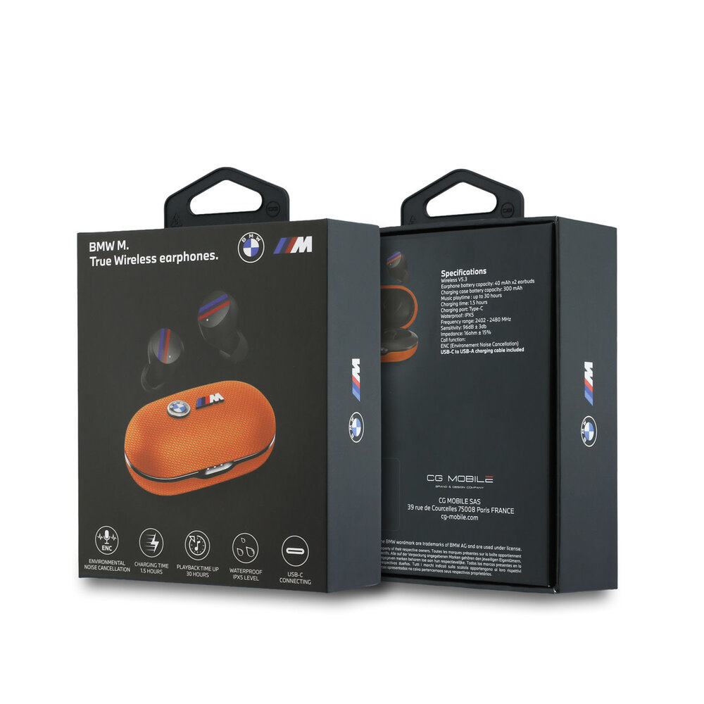 BMW BMW M Oordopjes - TWS ENC PU Metal Logo - Oranje