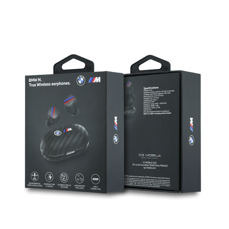 BMW BMW M Bouchons d'oreilles - TWS Carbon Metal Logo - Noir