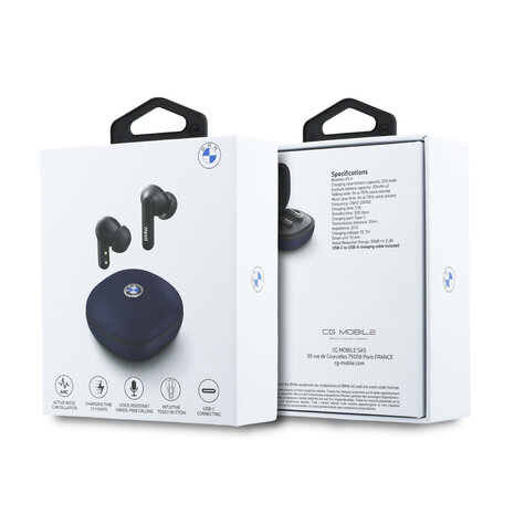 BMW BMW M Bouchons d'oreilles - TWS Leather Metal Logo - Navy BMW BMW M Bouchons d'oreilles - TWS Leather Metal Logo - Navy