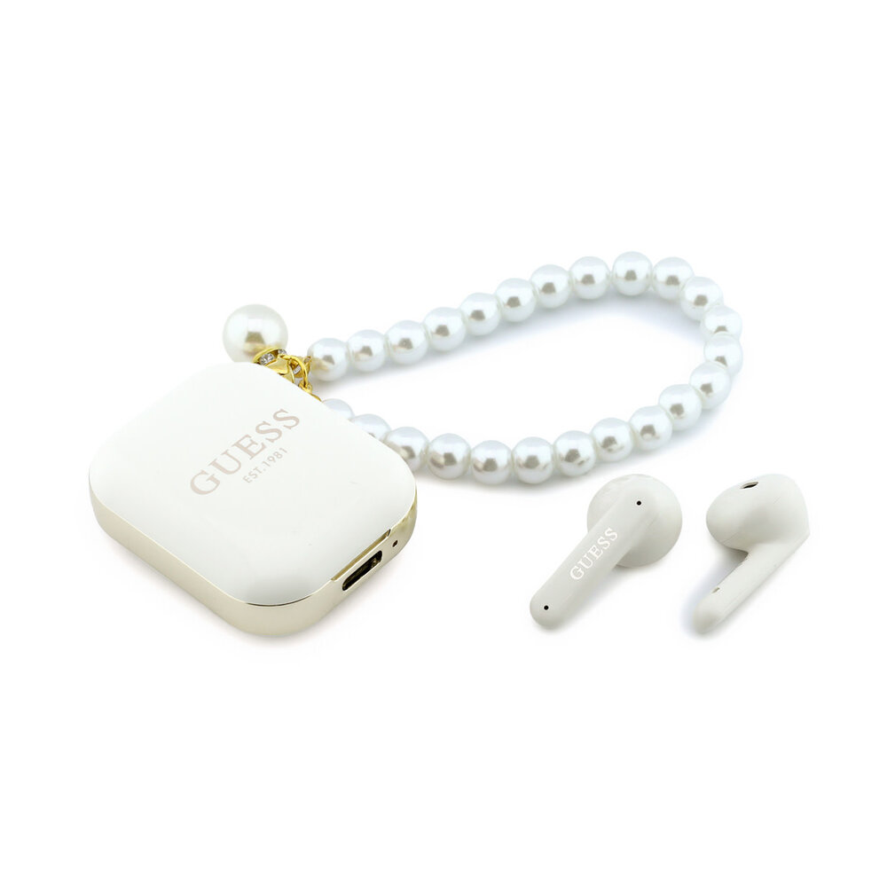 Guess Guess Bouchons d'oreilles - TWS W/ Pearl Strap - Blanc Guess Guess Bouchons d'oreilles - TWS W/ Pearl Strap - Blanc