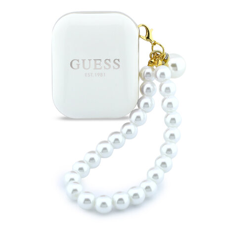 Guess Guess Earplugs - TWS W/ Pearl Strap - White Guess Guess Earplugs - TWS W/ Pearl Strap - White
