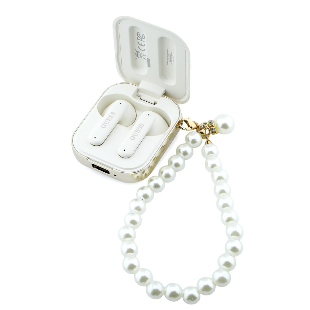 Guess Guess Bouchons d'oreilles - TWS W/ Pearl Strap - Blanc Guess Guess Bouchons d'oreilles - TWS W/ Pearl Strap - Blanc