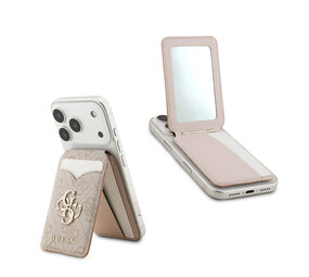Guess Guess Pasjeshouder - 4G PU WALLET CARDSLOT MAGSAFE STAND & MIRROR 4G CLASSIC - Roze Guess Guess Pasjeshouder - 4G PU WALLET CARDSLOT MAGSAFE STAND & MIRROR 4G CLASSIC - Roze