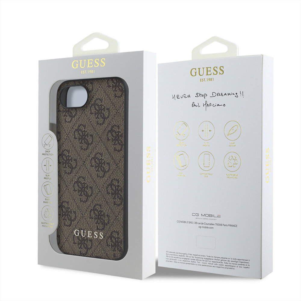 Guess Guess iPhone 16e & 17e Backcover hoesje - 4G Charm - Bruin
