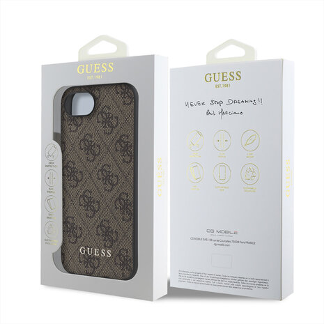 Guess Guess iPhone 16e & 17e Back cover case - 4G Charm - Brown
