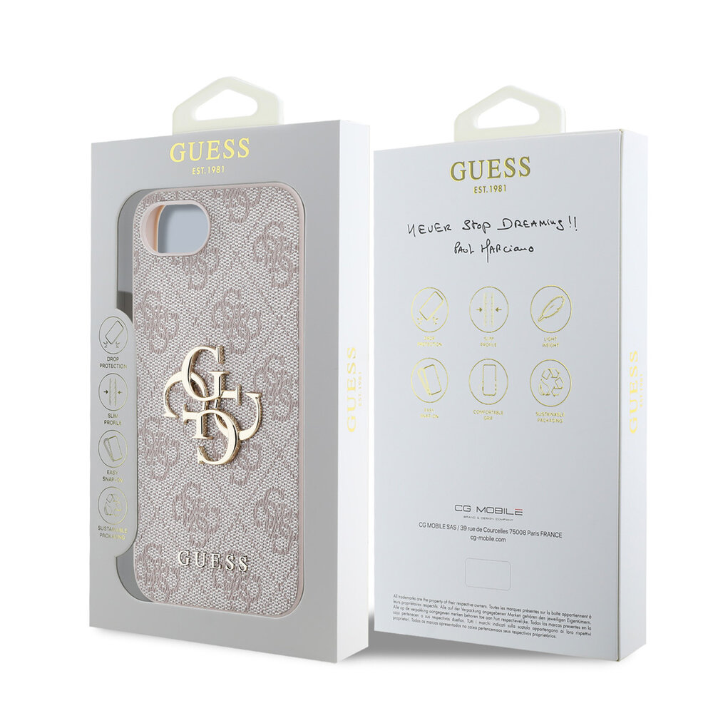 Guess Guess iPhone 16e & 17e Back-Cover hul - 4G - Big Metal Logo - Rosa