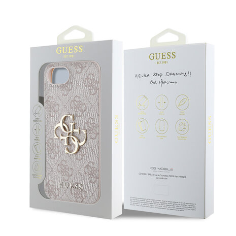 Guess Guess iPhone 16e & 17e Back-Cover hul - 4G - Big Metal Logo - Rosa