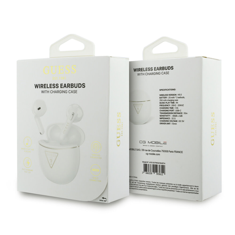 Guess Guess Earplugs - TWS Gold Line Triangle Electroplate - White Guess Guess Earplugs - TWS Gold Line Triangle Electroplate - White