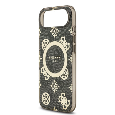 Guess Guess iPhone 17 Air Backcover hoesje - MagSafe - Peony on 4G Background - Zwart