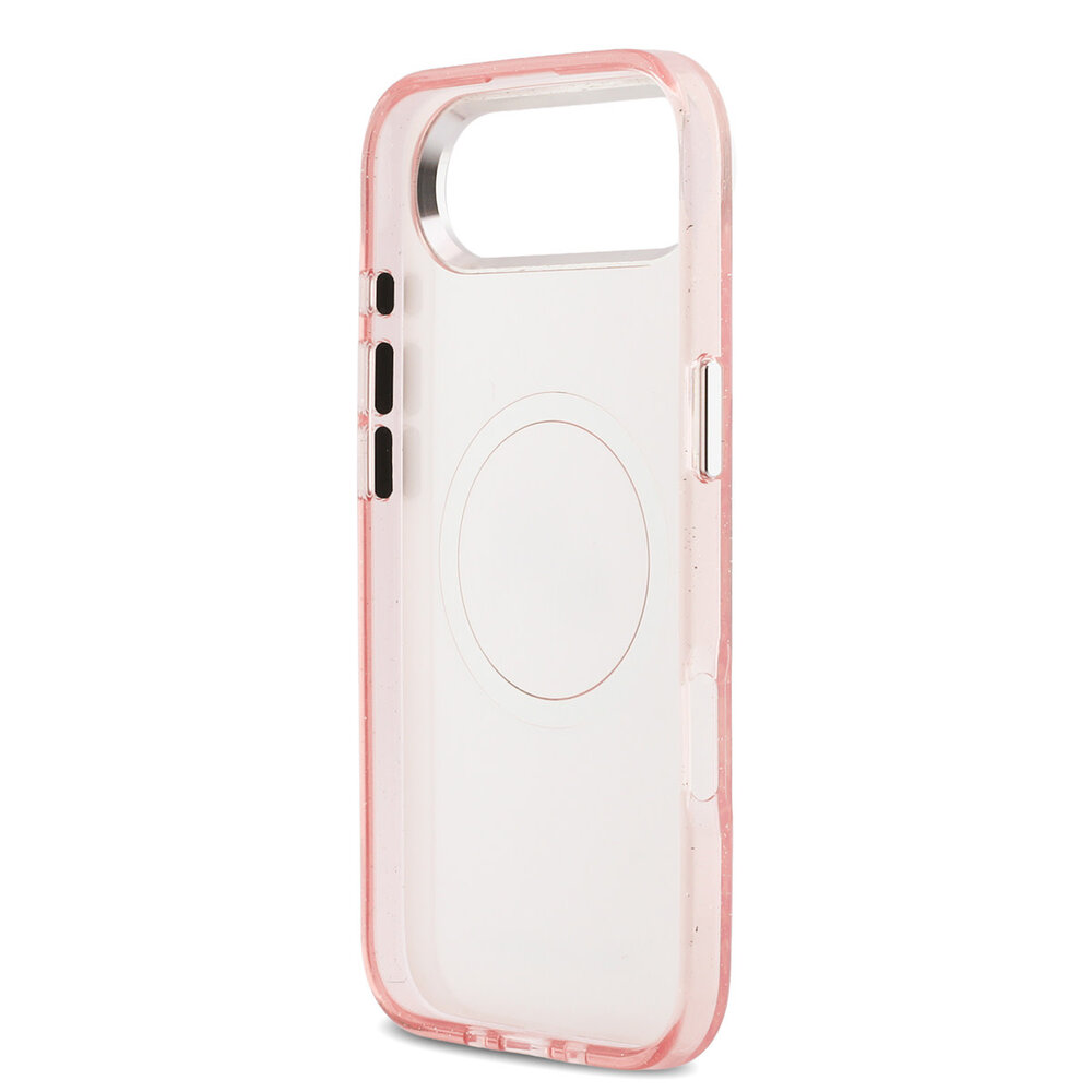 Karl Lagerfeld Karl Lagerfeld iPhone 17 Air Backcover hoesje - MagSafe - IML Glitter K&C Heads Logo - Roze