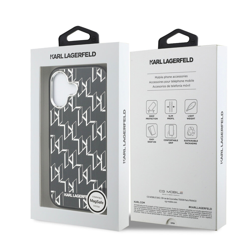 Karl Lagerfeld Karl Lagerfeld iPhone 17 Back cover case - HC MagSafe IML KL Monogram - Black