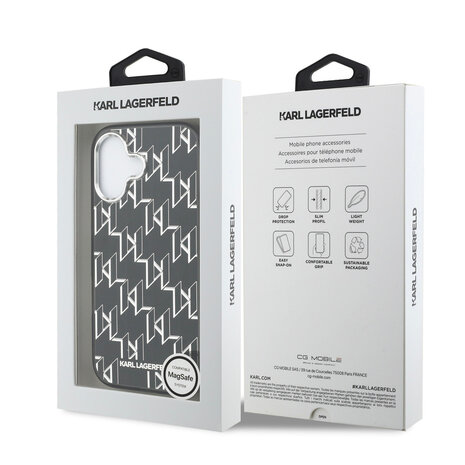 Karl Lagerfeld Karl Lagerfeld iPhone 17 Back cover case - HC MagSafe IML KL Monogram - Black