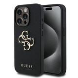 Guess Guess iPhone 15 Pro Backcover hoesje - HC O Grained PU Big 4G Logo - Zwart
