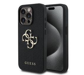 Guess Guess iPhone 15 Pro Back-Cover hul - HC O Grained PU Big 4G Logo - Schwarz
