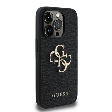 Guess Guess iPhone 15 Pro Back cover coque - HC O Grained PU Big 4G Logo - Noir Guess Guess iPhone 15 Pro Back cover coque - HC O Grained PU Big 4G Logo - Noir