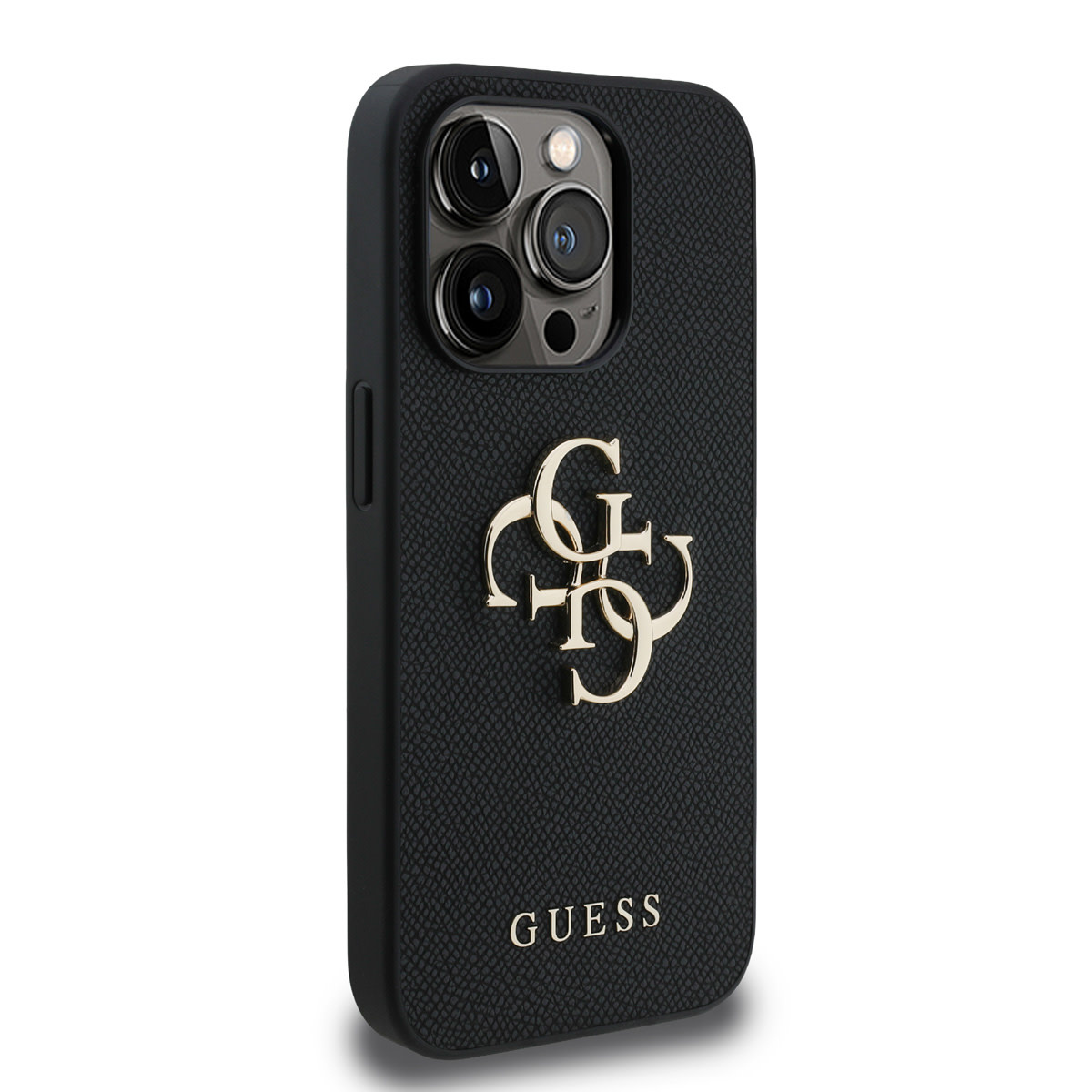 Guess Guess iPhone 15 Pro Backcover hoesje - HC O Grained PU Big 4G Logo - Zwart, foto 4 van 6