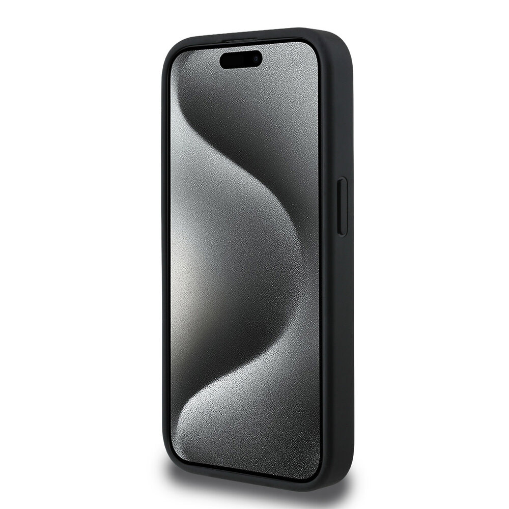 Guess Guess iPhone 15 Pro Back-Cover hul - HC O Grained PU Big 4G Logo - Schwarz