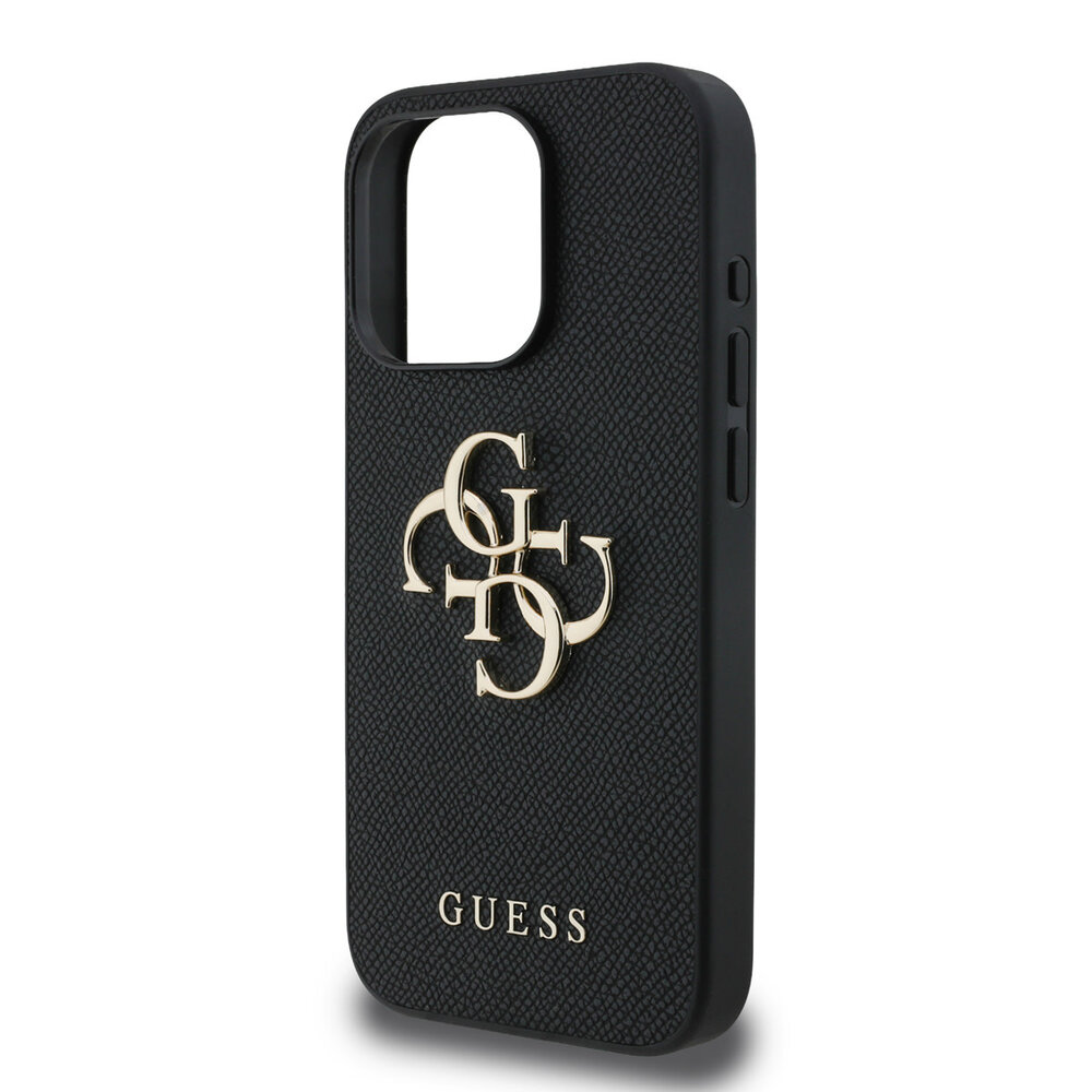 Guess Guess iPhone 15 Pro Back cover case - HC O Grained PU Big 4G Logo - Black Guess Guess iPhone 15 Pro Back cover case - HC O Grained PU Big 4G Logo - Black