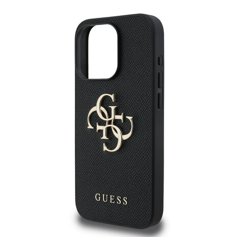 Guess Guess iPhone 15 Pro Back cover coque - HC O Grained PU Big 4G Logo - Noir Guess Guess iPhone 15 Pro Back cover coque - HC O Grained PU Big 4G Logo - Noir