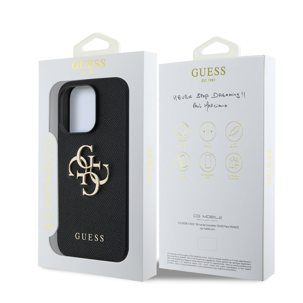 Guess Guess iPhone 15 Pro Backcover hoesje - HC O Grained PU Big 4G Logo - Zwart Guess Guess iPhone 15 Pro Backcover hoesje - HC O Grained PU Big 4G Logo - Zwart