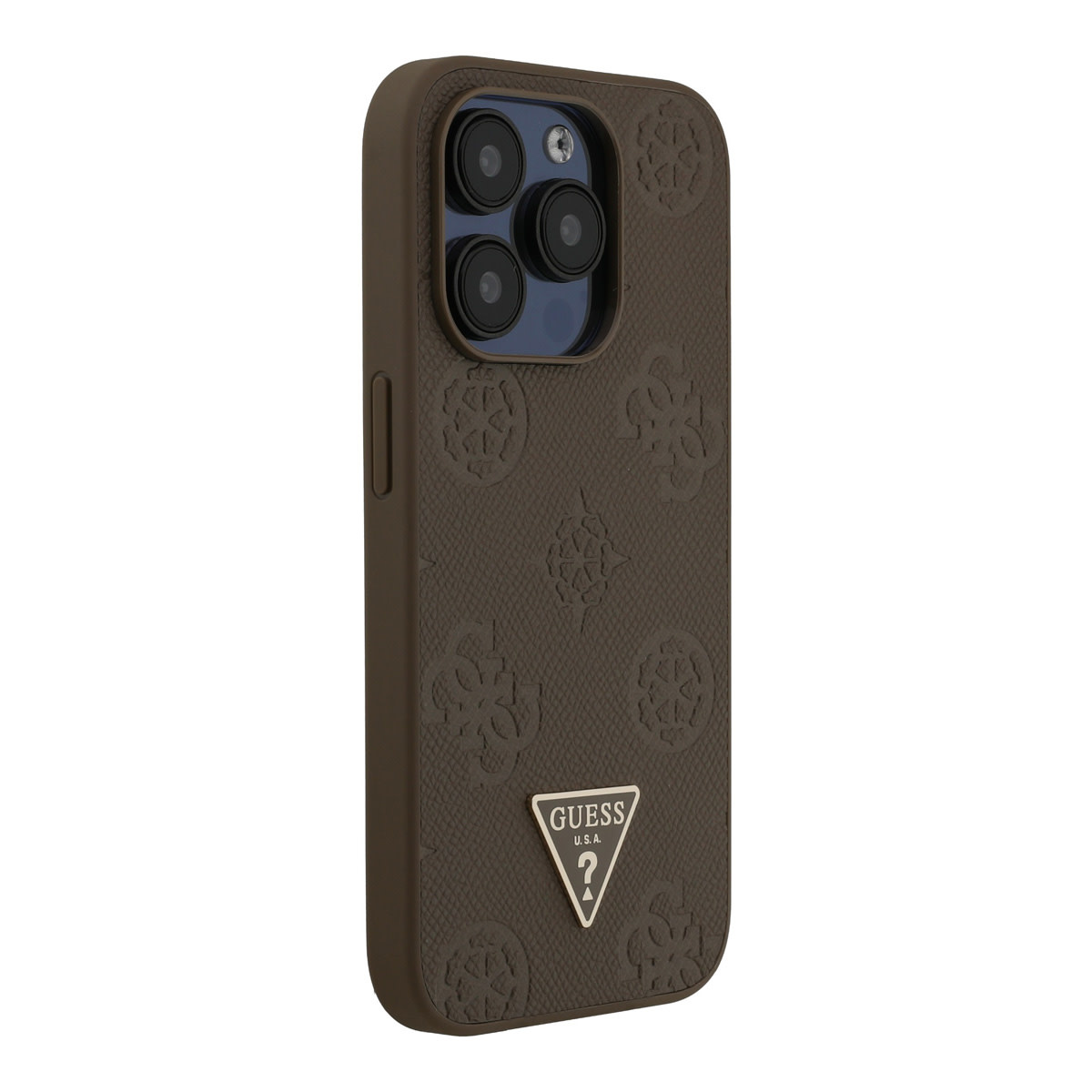Guess Guess iPhone 15 Pro Backcover hoesje - HC O Grained PU HS Peony And Triangle Logo - Bruin, foto 4 van 6