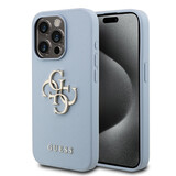 Guess Guess iPhone 15 Pro Backcover hoesje - HC O Grained PU Big 4G Logo - Blauw