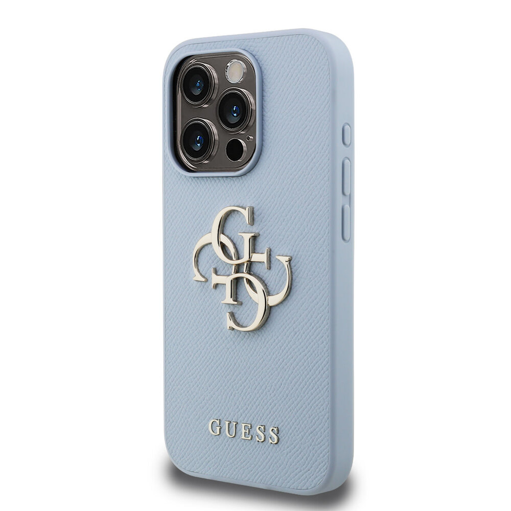 Guess Guess iPhone 15 Pro Back-Cover hul - HC O Grained PU Big 4G Logo - Blau