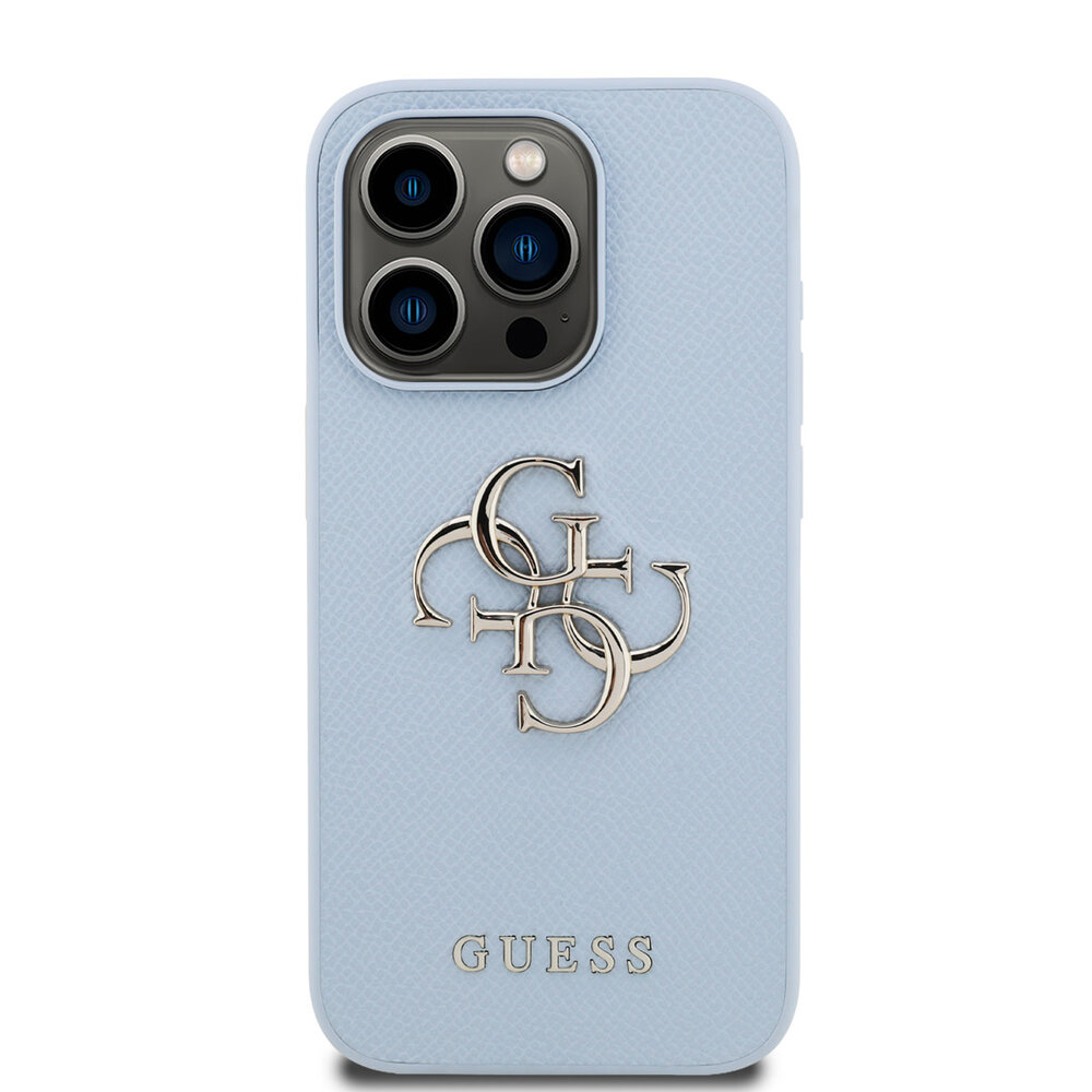 Guess Guess iPhone 15 Pro Backcover hoesje - HC O Grained PU Big 4G Logo - Blauw Guess Guess iPhone 15 Pro Backcover hoesje - HC O Grained PU Big 4G Logo - Blauw
