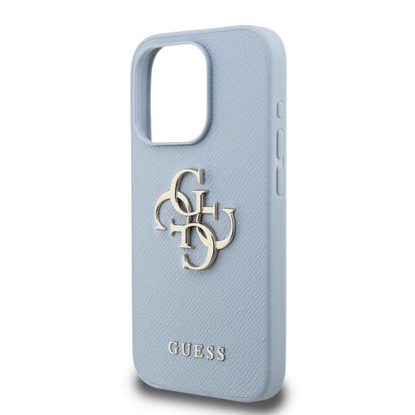 Guess Guess iPhone 15 Pro Back cover coque - HC O Grained PU Big 4G Logo - Bleu Guess Guess iPhone 15 Pro Back cover coque - HC O Grained PU Big 4G Logo - Bleu
