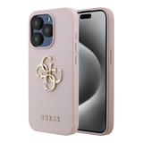 Guess Guess iPhone 15 Pro Backcover hoesje - HC O Grained PU Big 4G Logo - Roze