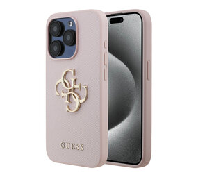 Guess Guess iPhone 15 Pro Back cover case - HC O Grained PU Big 4G Logo - Pink Guess Guess iPhone 15 Pro Back cover case - HC O Grained PU Big 4G Logo - Pink