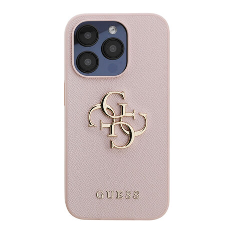 Guess Guess iPhone 15 Pro Back cover case - HC O Grained PU Big 4G Logo - Pink Guess Guess iPhone 15 Pro Back cover case - HC O Grained PU Big 4G Logo - Pink