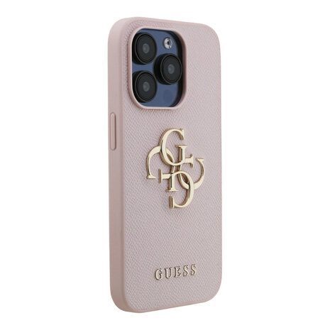 Guess Guess iPhone 15 Pro Back-Cover hul - HC O Grained PU Big 4G Logo - Rosa