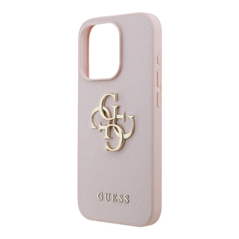 Guess Guess iPhone 15 Pro Back cover coque - HC O Grained PU Big 4G Logo - Rose Guess Guess iPhone 15 Pro Back cover coque - HC O Grained PU Big 4G Logo - Rose
